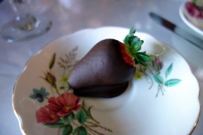 Final vegan dessert: Chocolate covered strawberry